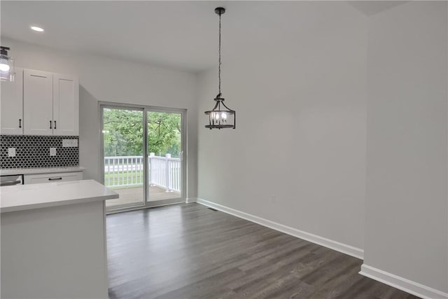 130 Center Ave, Burgettstown Boro, PA 15021 - unfurnished dining area featuring dark wood-style floors, a chandelier, and recessed lighting