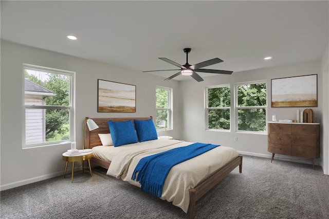 130 Center Ave, Burgettstown Boro, PA 15021 - bedroom with multiple windows, carpet flooring, recessed lighting, and a ceiling fan