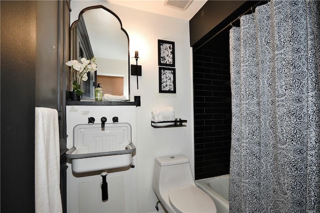 325 S Highland Ave Unit 105, Shadyside, PA 15206 - full bathroom with toilet and shower / bath combination with curtain