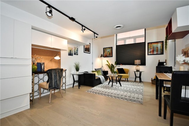 325 S Highland Ave Unit 105, Shadyside, PA 15206 - living room featuring rail lighting and light wood-type flooring
