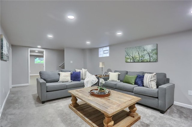 1611 18th Ave, Patterson Heights, PA 15010 - living room featuring recessed lighting, light carpet, and healthy amount of natural light