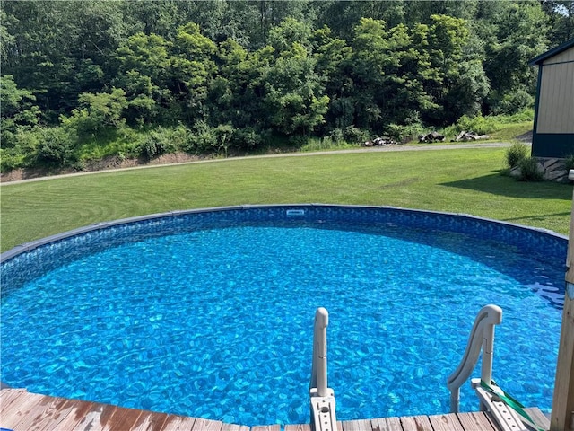 233 Grantz Hollow Rd, Bethel Twp, PA 15690 - swimming pool featuring a yard and a wooded view