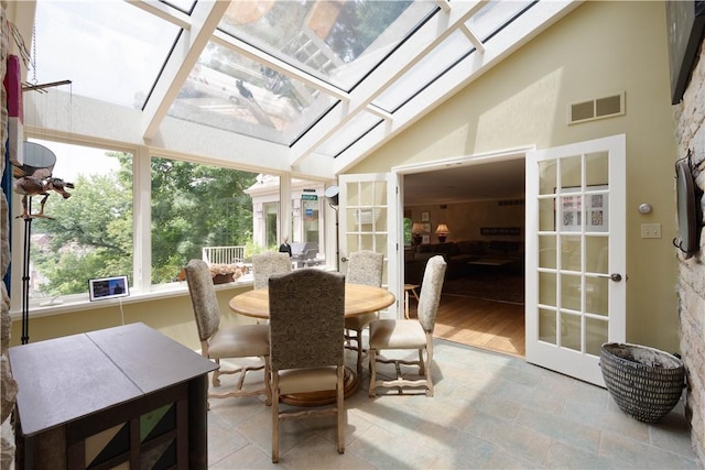 60 Longuevue Dr, Mt Lebanon, PA 15228 - sunroom with french doors, vaulted ceiling, and a skylight