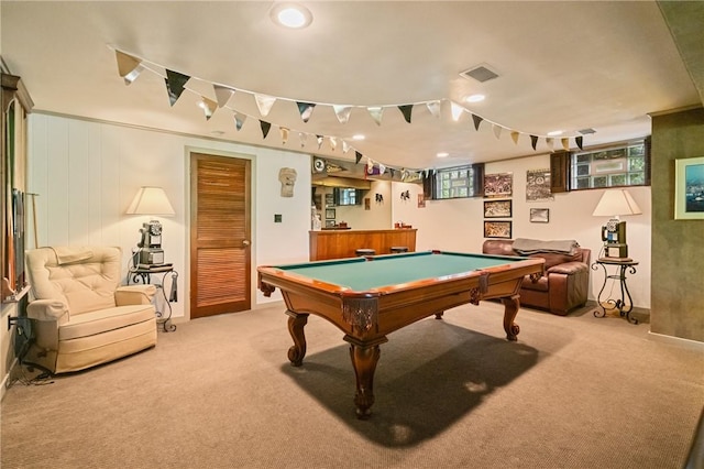 1026 Cambridge St, Harrison Twp, PA 15065 - playroom with carpet flooring, pool table, recessed lighting, and bar