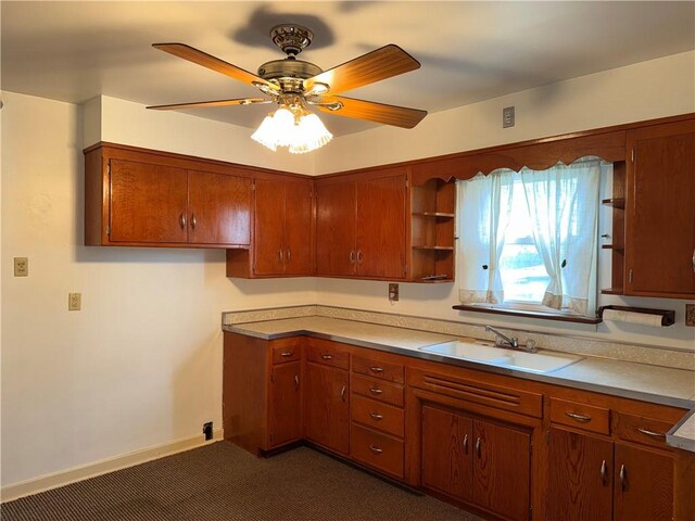 157 Elizabeth St, South Union Twp, PA 15445 - kitchen featuring open shelves, brown cabinetry, and light countertops