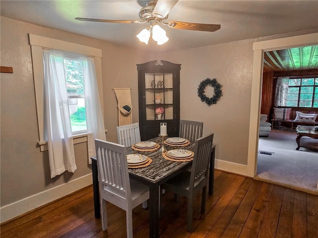 1638 Lake Rd, Pa, PA 16137 - dining area featuring wood-type flooring and a ceiling fan