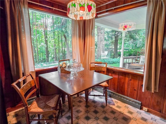 1638 Lake Rd, Pa, PA 16137 - dining area featuring tile patterned floors, healthy amount of natural light, and a baseboard radiator