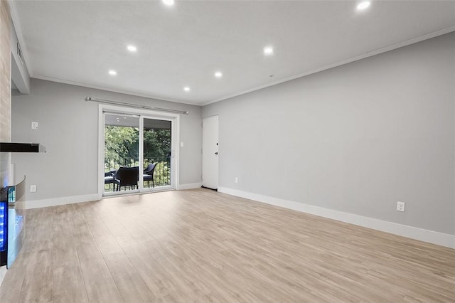 105 Camelot Dr, Mccandless, PA 15237 - unfurnished living room with crown molding, recessed lighting, and light wood-style floors