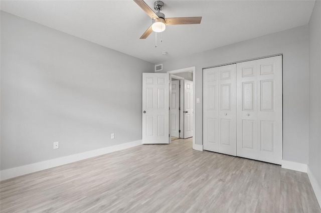 105 Camelot Dr, Mccandless, PA 15237 - unfurnished bedroom with light wood-style flooring, a closet, and ceiling fan