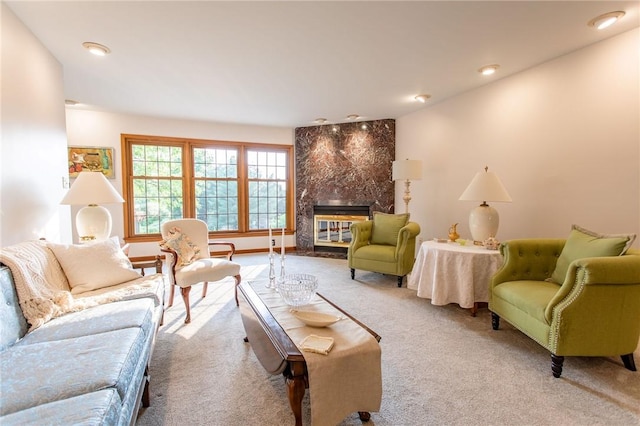 311 Oxbridge Ct, Ohara, PA 15238 - carpeted living room with a fireplace and recessed lighting
