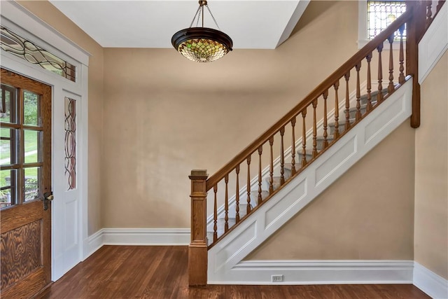 122 Haldane St, Crafton, PA 15205 - entryway with stairway, wood finished floors, and healthy amount of natural light