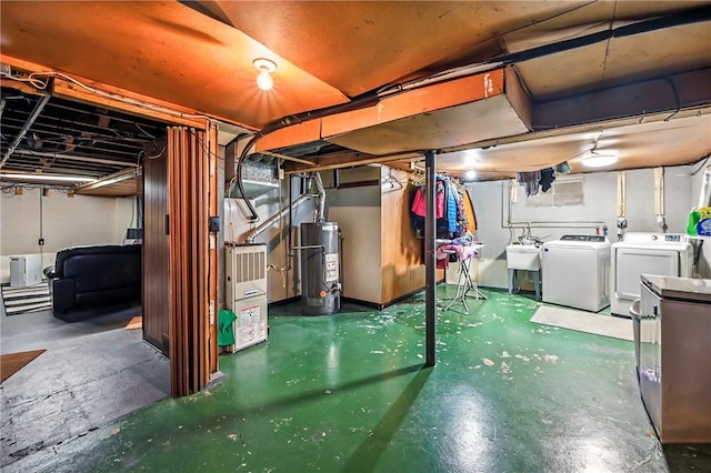 965 Dalton Ave, Hermitage, PA 16148 - unfinished below grade area featuring gas water heater, separate washer and dryer, and heating unit
