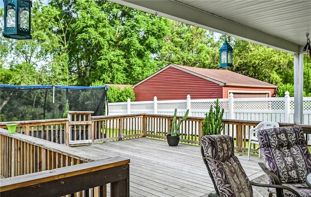 965 Dalton Ave, Hermitage, PA 16148 - wooden deck with a trampoline