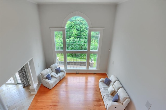 4127 Duckhorn Dr, Moon/Crescent Twp, PA 15108 - living room with healthy amount of natural light, crown molding, and light wood-style flooring