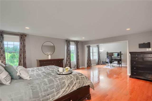 4127 Duckhorn Dr, Moon/Crescent Twp, PA 15108 - bedroom featuring multiple windows, light wood finished floors, recessed lighting, and an office area