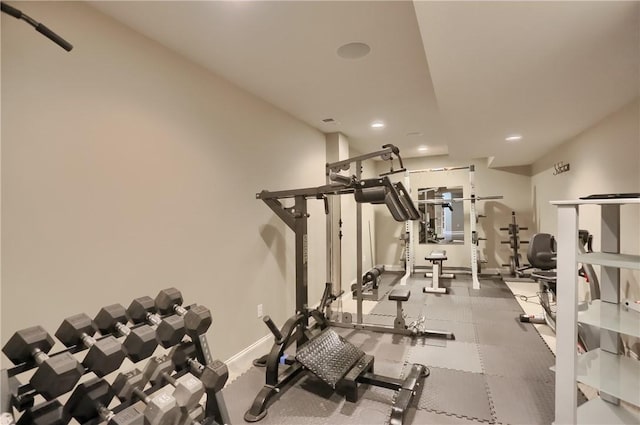4127 Duckhorn Dr, Moon/Crescent Twp, PA 15108 - workout area featuring recessed lighting and baseboards