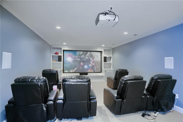 4127 Duckhorn Dr, Moon/Crescent Twp, PA 15108 - cinema with carpet flooring, crown molding, and recessed lighting