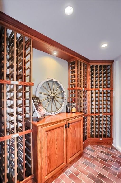 4127 Duckhorn Dr, Moon/Crescent Twp, PA 15108 - wine cellar with brick patterned floors and recessed lighting