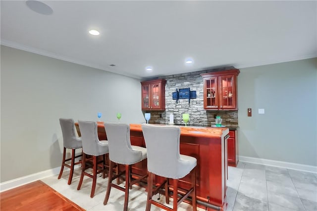 4127 Duckhorn Dr, Moon/Crescent Twp, PA 15108 - indoor wet bar with crown molding and recessed lighting