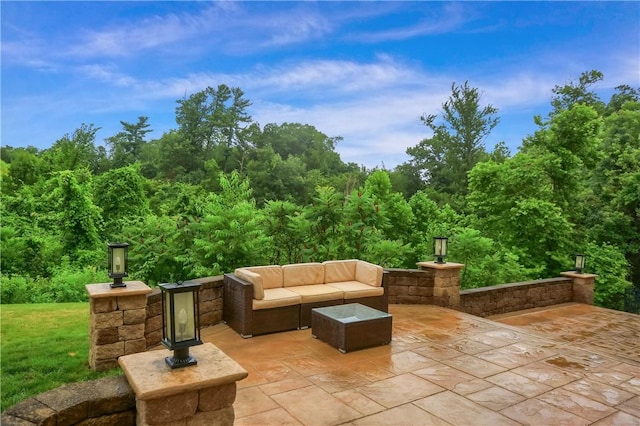 4127 Duckhorn Dr, Moon/Crescent Twp, PA 15108 - view of patio with outdoor lounge area and a view of trees