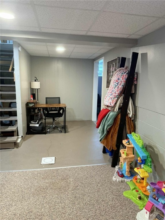 1109 N 2nd St, Jeannette, PA 15644 - game room with a drop ceiling and concrete floors