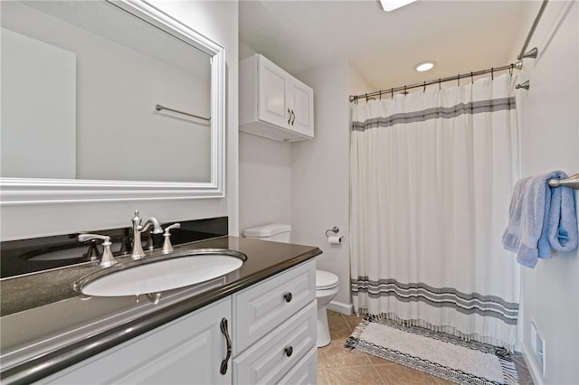 249 Clare Dr, North Strabane, PA 15317 - full bath with vanity, tile patterned floors, a shower with curtain, and recessed lighting