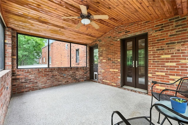 616 Highview Rd, Baldwin Twp, PA 15234 - unfurnished sunroom with french doors, ceiling fan, and lofted ceiling