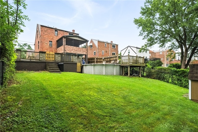 616 Highview Rd, Baldwin Twp, PA 15234 - fenced backyard with a deck, an outdoor pool, and stairs