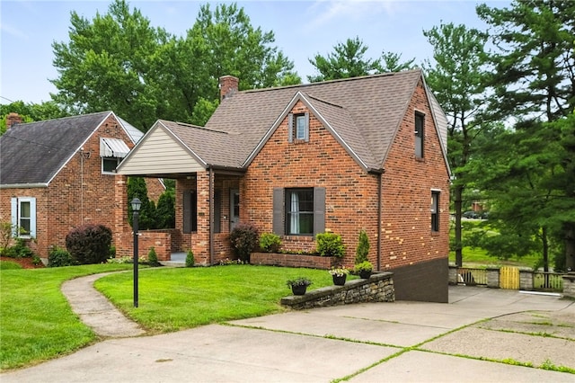 616 Highview Rd, Baldwin Twp, PA 15234 - tudor house featuring brick siding, a chimney, and roof with shingles