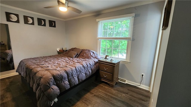 2583 Richard Rd, Franklin Park, PA 15090 - bedroom with dark wood finished floors, ornamental molding, and ceiling fan