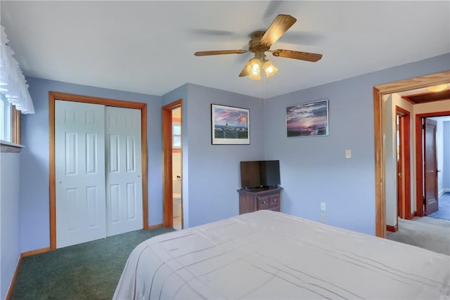 1009 Roselawn Ave, Harmony Twp, PA 15003 - bedroom with carpet flooring, a closet, and ceiling fan