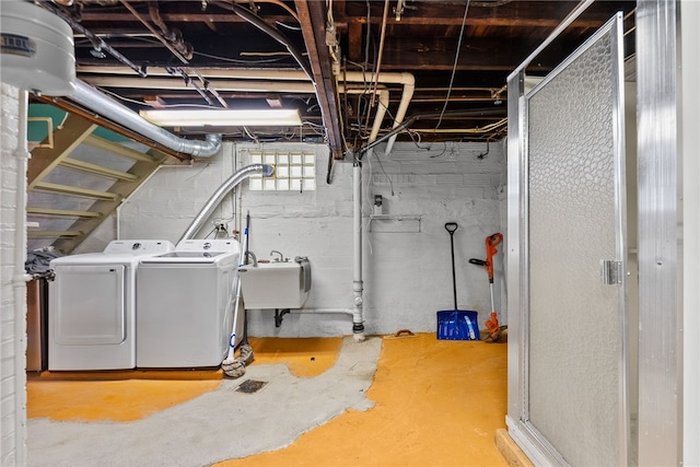 208 E 19th Ave, Munhall, PA 15120 - basement with washing machine and clothes dryer and stairway