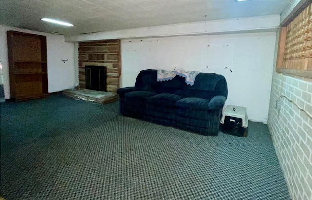 408 Ekin St, Elizabeth Twp/Boro, PA 15037 - living room with a stone fireplace and carpet flooring