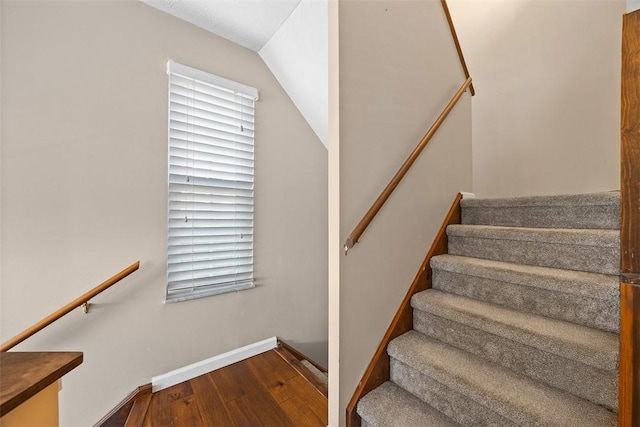 2692 Hunters Point Dr, Franklin Park, PA 15090 - staircase with wood finished floors and vaulted ceiling