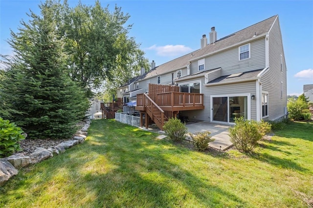 2692 Hunters Point Dr, Franklin Park, PA 15090 - back of property with a patio, a deck, a chimney, and a lawn