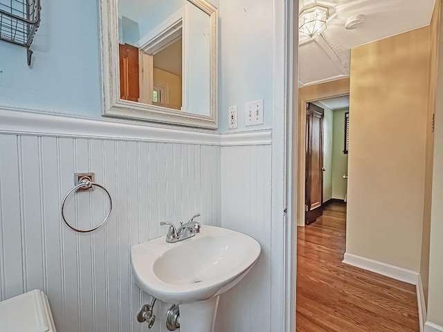1907 Shaler Dr, Shaler, PA 15116 - bathroom with wood finished floors and wainscoting