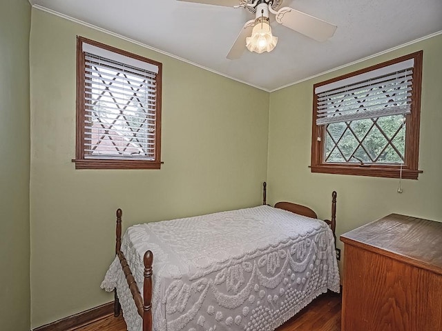 1907 Shaler Dr, Shaler, PA 15116 - bedroom with dark wood-style floors, ceiling fan, and ornamental molding