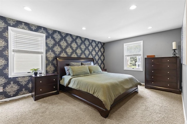 108 Oak Pointe Dr, Monroeville, PA 15146 - carpeted bedroom with recessed lighting and wallpapered walls