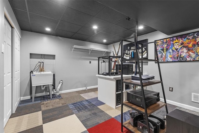 108 Oak Pointe Dr, Monroeville, PA 15146 - home office with carpet, recessed lighting, and a drop ceiling