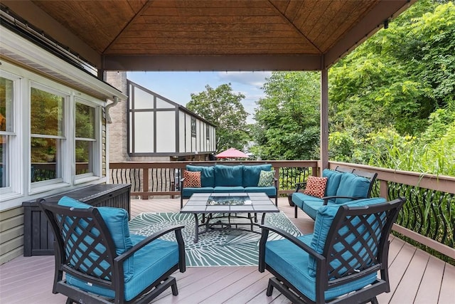 108 Oak Pointe Dr, Monroeville, PA 15146 - wooden terrace with an outdoor living space and a gazebo