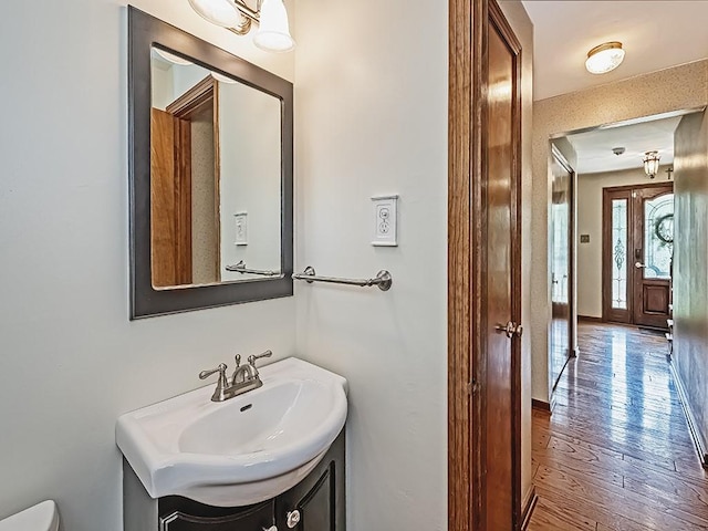 141 Clover Ln, Pine Twp, PA 15044 - bathroom featuring vanity and hardwood / wood-style floors