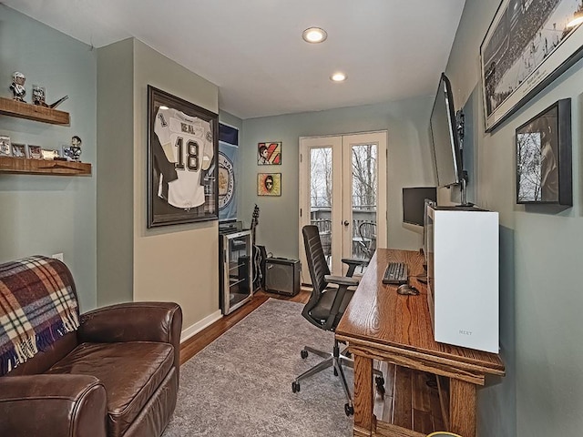 410 Bailey Ave, Mt Washington, PA 15211 - home office with wood finished floors, french doors, and recessed lighting