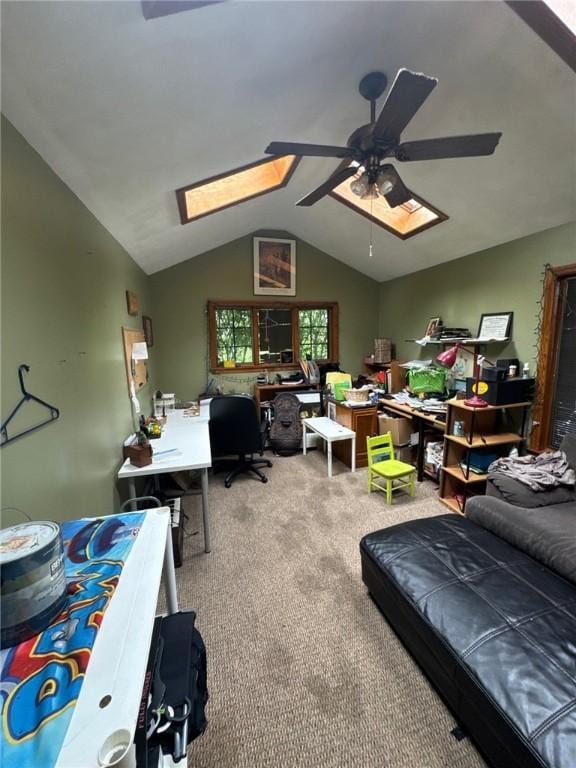 534 Independence Dr, Clairton, PA 15025 - bedroom featuring a skylight, carpet flooring, lofted ceiling, and a desk