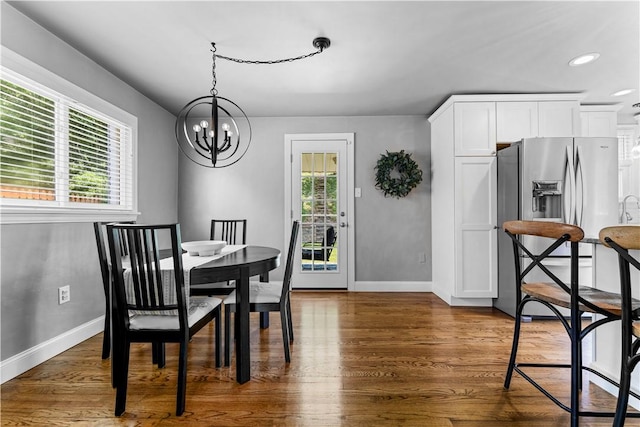 1155 Cedar Blvd, Mt Lebanon, PA 15228 - dining room featuring a chandelier, dark wood-style floors, and recessed lighting
