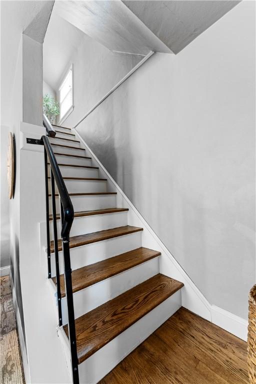 1155 Cedar Blvd, Mt Lebanon, PA 15228 - stairway with wood finished floors and baseboards