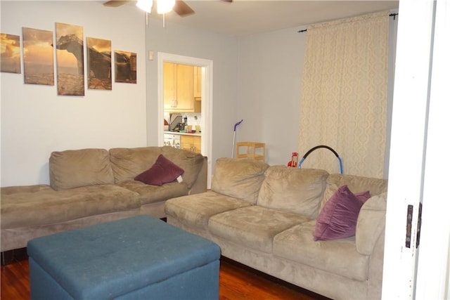 540 Mifflin Ave, Regent Square, PA 15221 - living room with a ceiling fan and dark wood-style flooring
