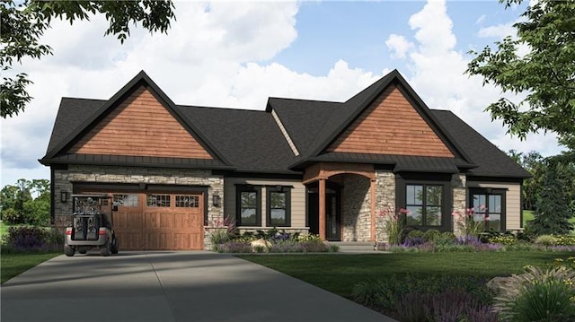 2039 Totteridge Dr, Salem Twp, PA 15601 - craftsman-style home featuring stone siding, concrete driveway, an attached garage, and a front lawn