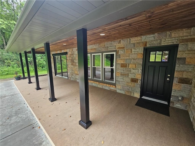 352 Hartzell School Rd, Marion Twp, PA 16123 - doorway to property featuring stone siding