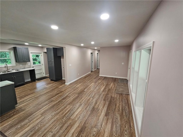 352 Hartzell School Rd, Marion Twp, PA 16123 - unfurnished living room featuring recessed lighting and dark wood-type flooring