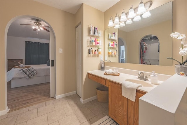 811 Sunset Cir Unit 811, Cranberry Twp, PA 16066 - ensuite bathroom with a ceiling fan, vanity, and tile patterned floors